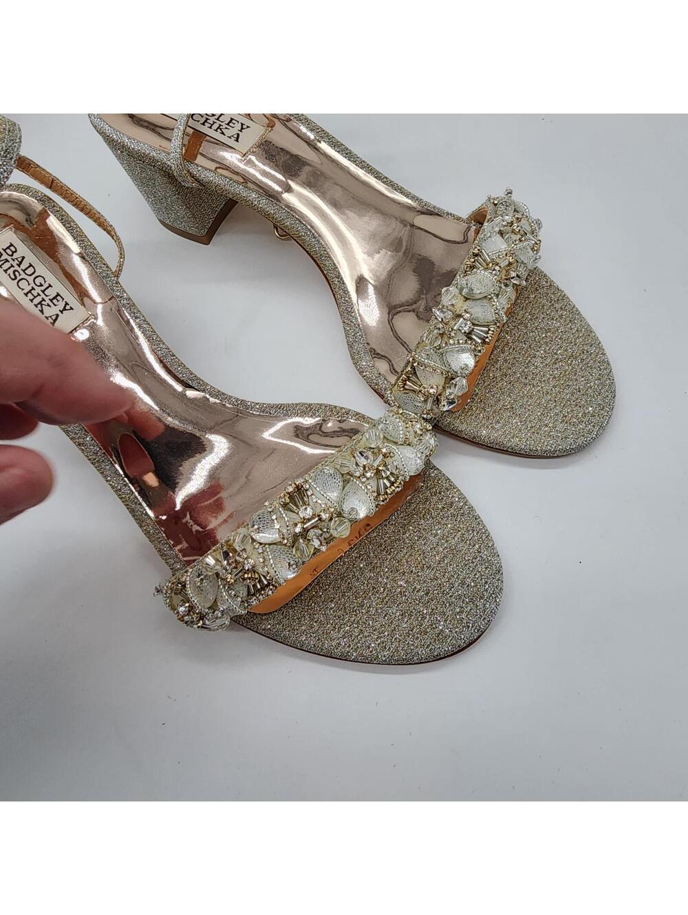 Badgley Mischka Tanessa Embellished Ankle Strap Heels 7.5 NIB - Picture 7 of 10